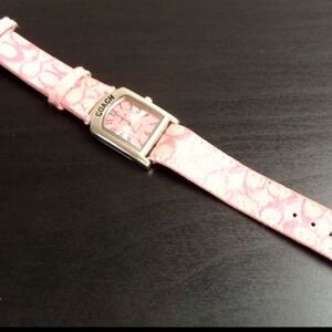 STUNNING VINTAGE ESTATE PINK COACH WATCH 8 3/4" NEEDS BATTERY